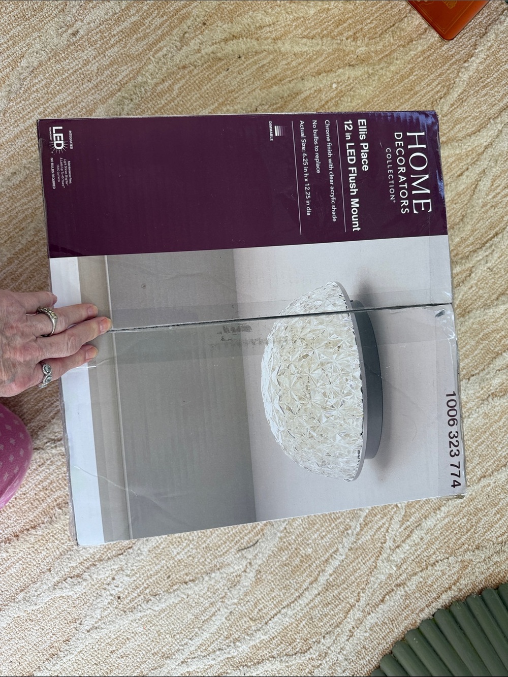 Home Decorators Collection 12 in. LED Flush Mount - White/Clear NIB